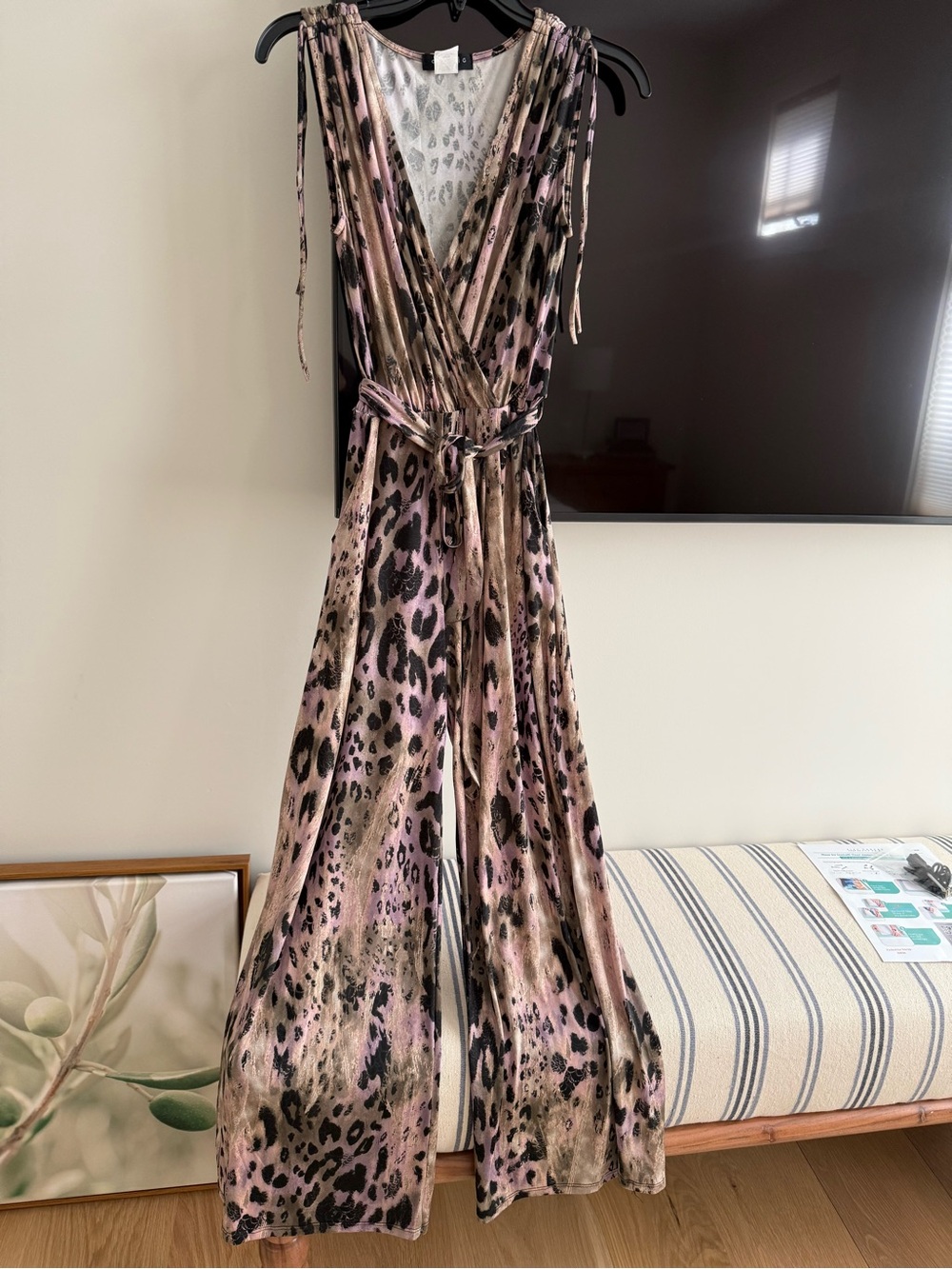 Ariella Leopard slinky sz medium jumpsuit